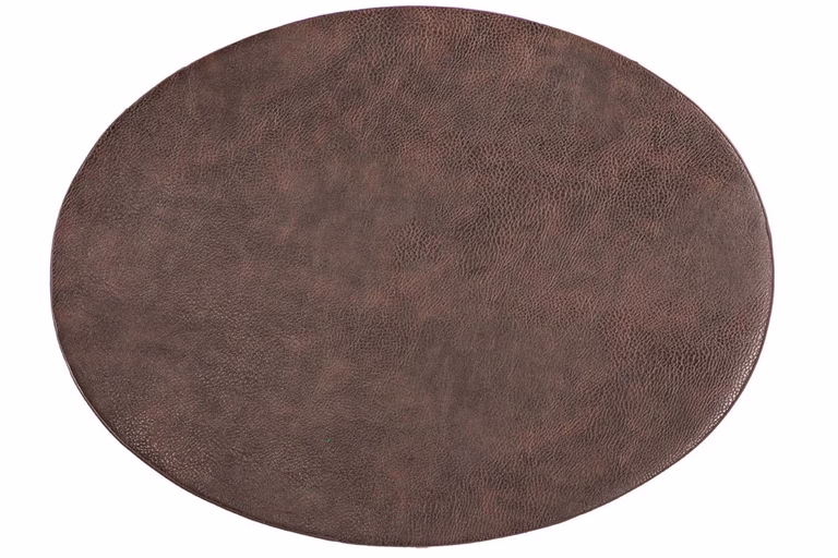 Placemat Artificial Leather Oval Brown