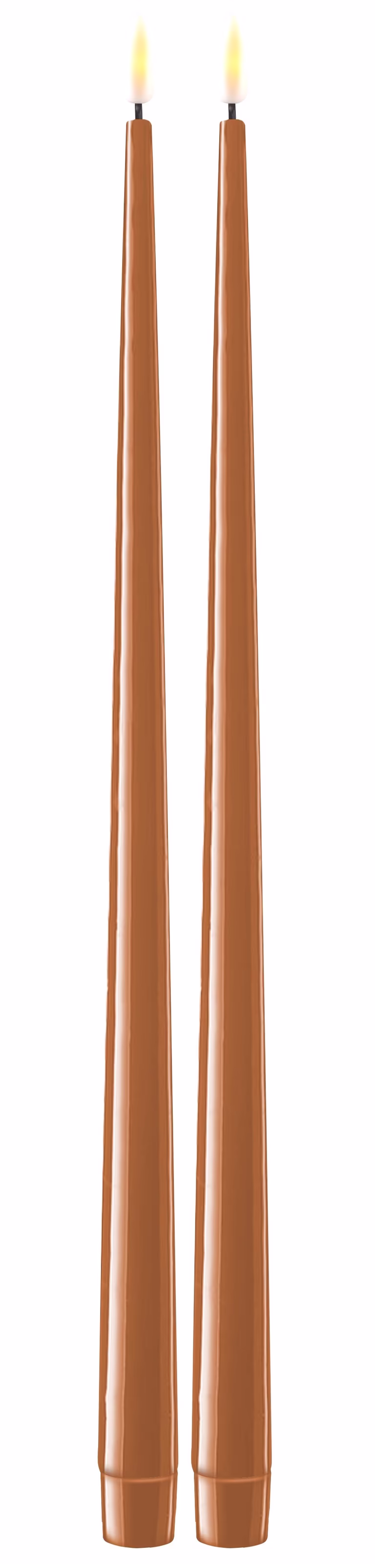 Deluxe LED shiny dinner candle H38 caramel