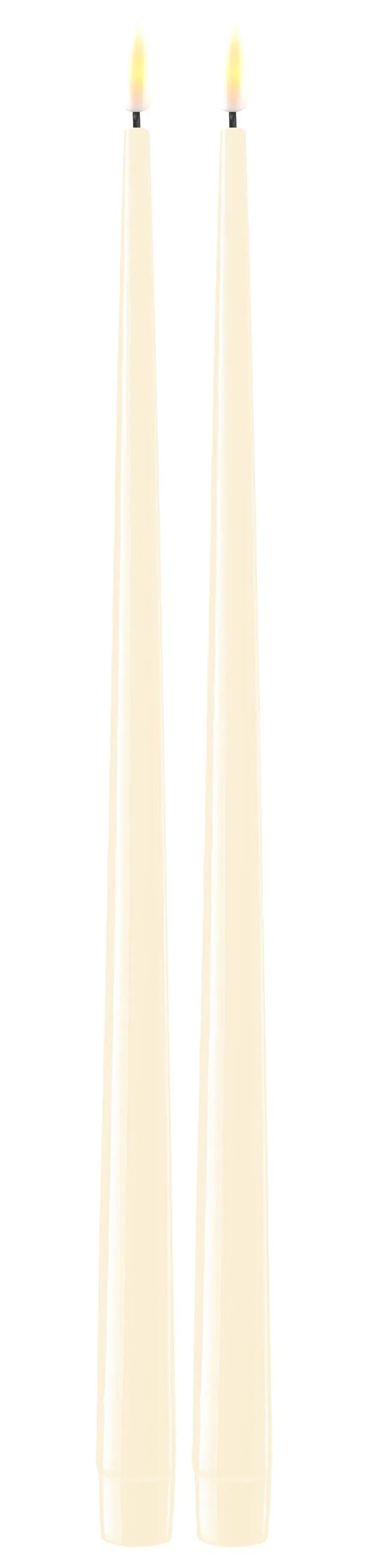 Deluxe LED shiny dinner candle H38 cream