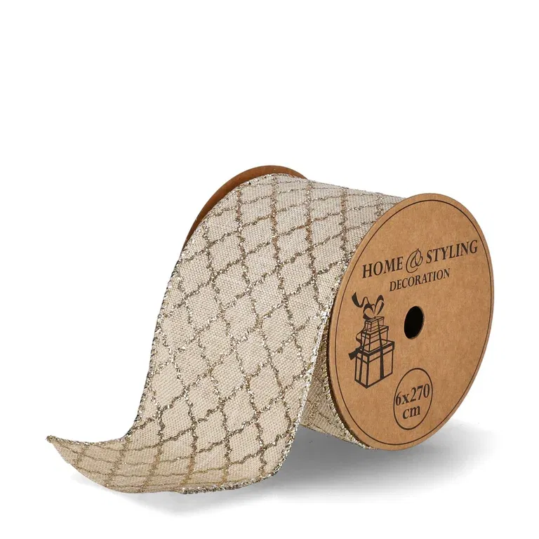 Ribbon with print 60mm/6ass gold