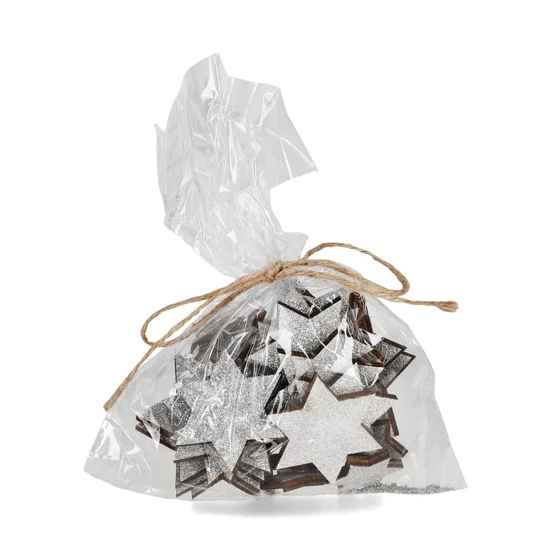 deco laser cut star 24pcs silver