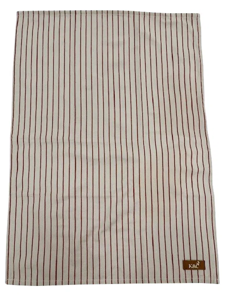 K&C Kitchen Towel Red and Beige