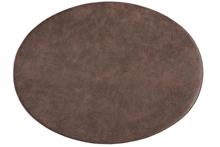 Placemat Artificial Leather Oval Brown