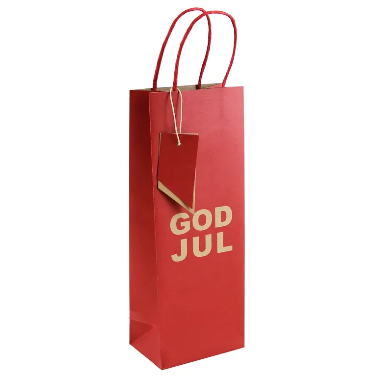 God Jul bottle bag H35,5 red