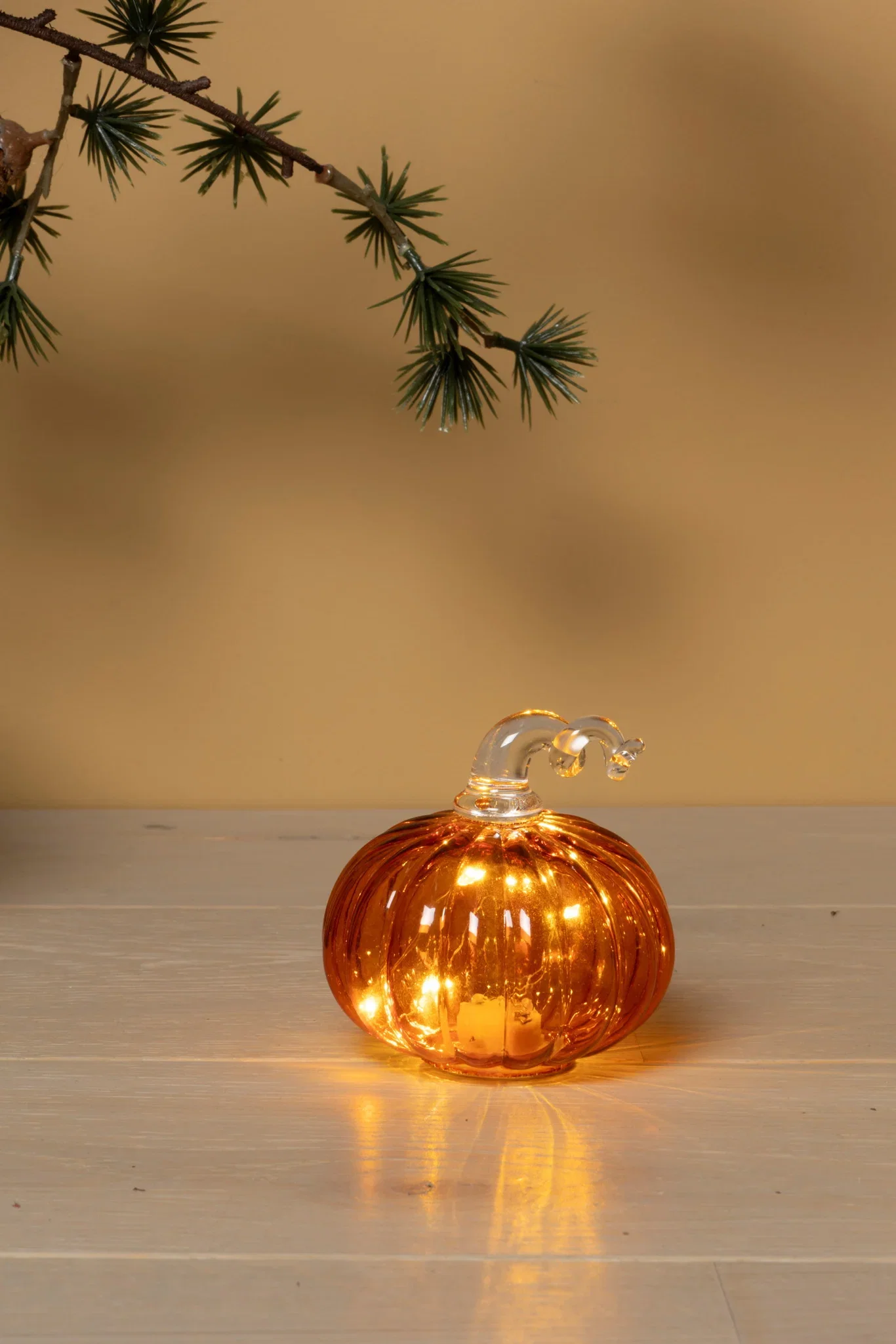 Glass Pumpkin Lantern w/ 5LED