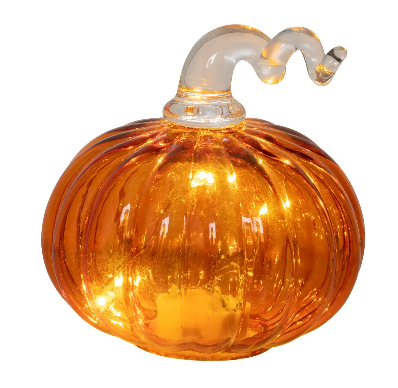 Glass Pumpkin Lantern w/ 5LED