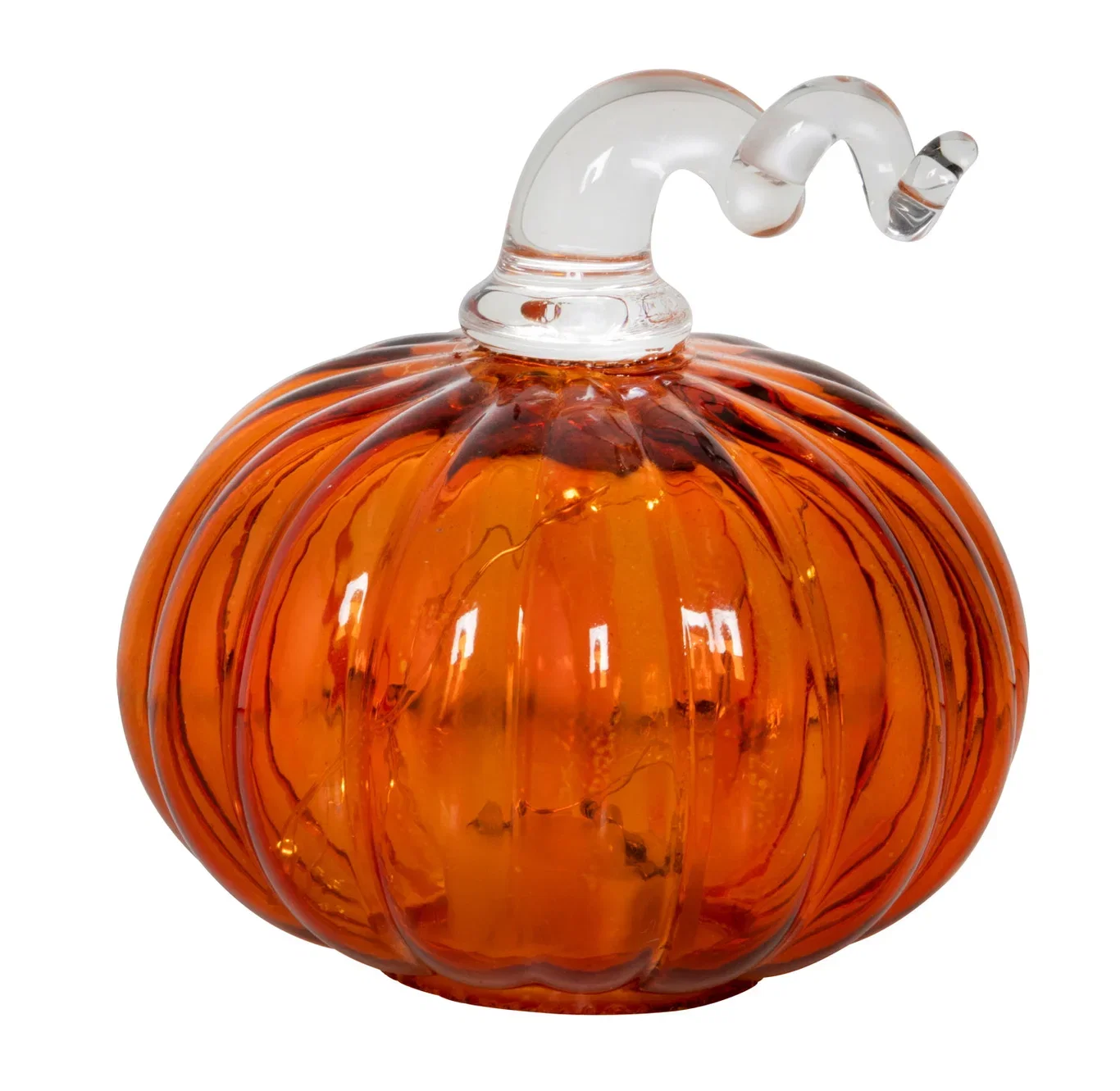 Glass Pumpkin Lantern w/ 5LED