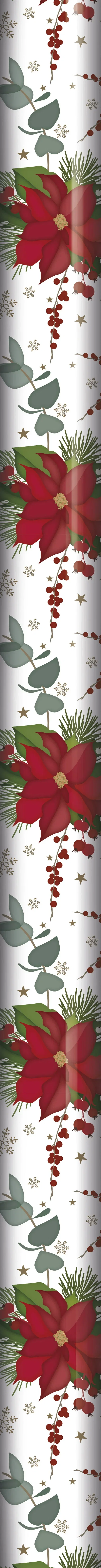 Poinsettia gift wrap 8M multi