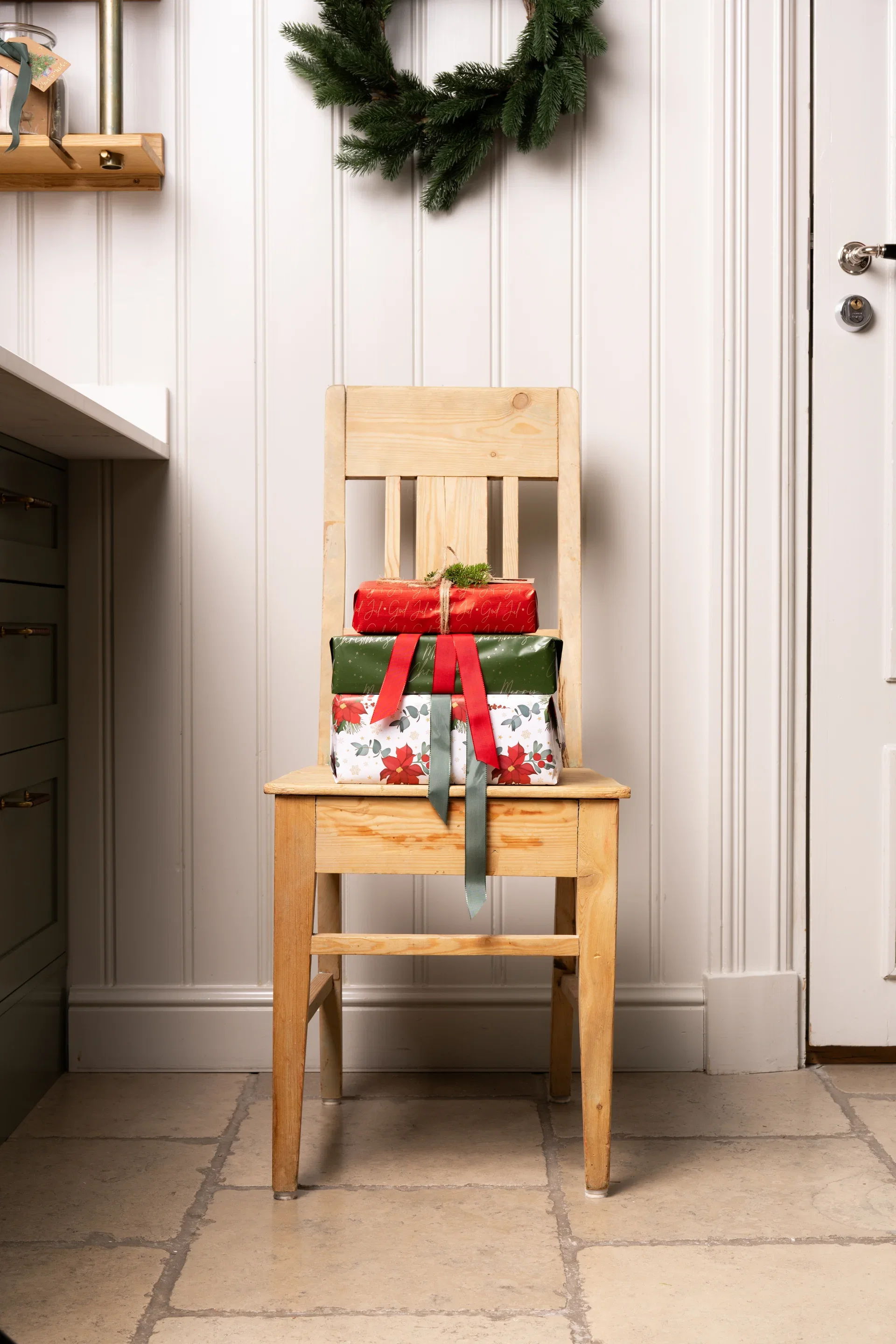 God Jul kraft gift wrap 5M red