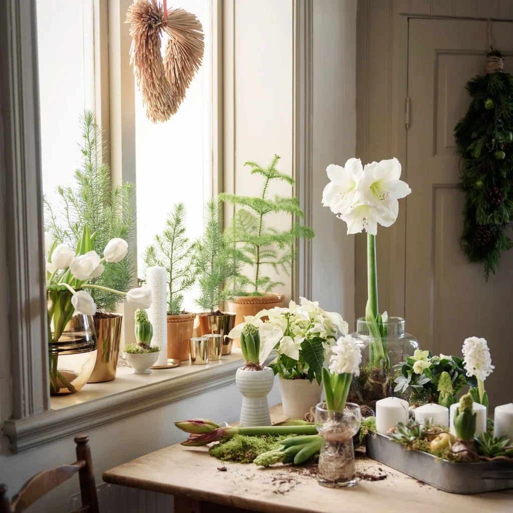 Euphorbia pulch. branched White 15 cm
