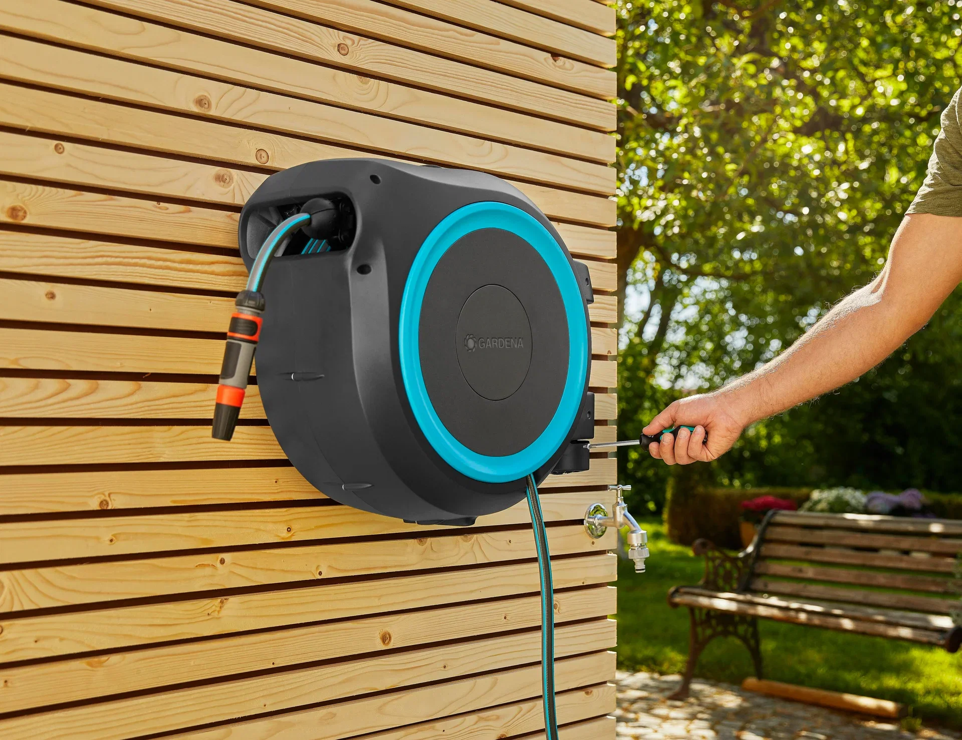 Veggslangeboks Gardena Rollup M/L