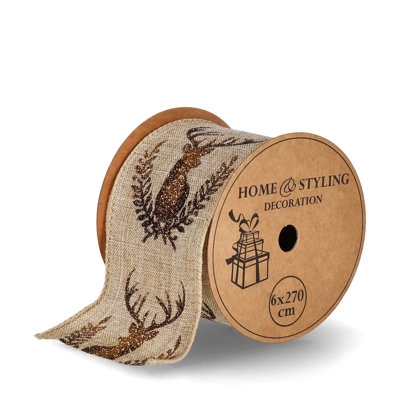 Ribbon with print 60mm/6ass gold