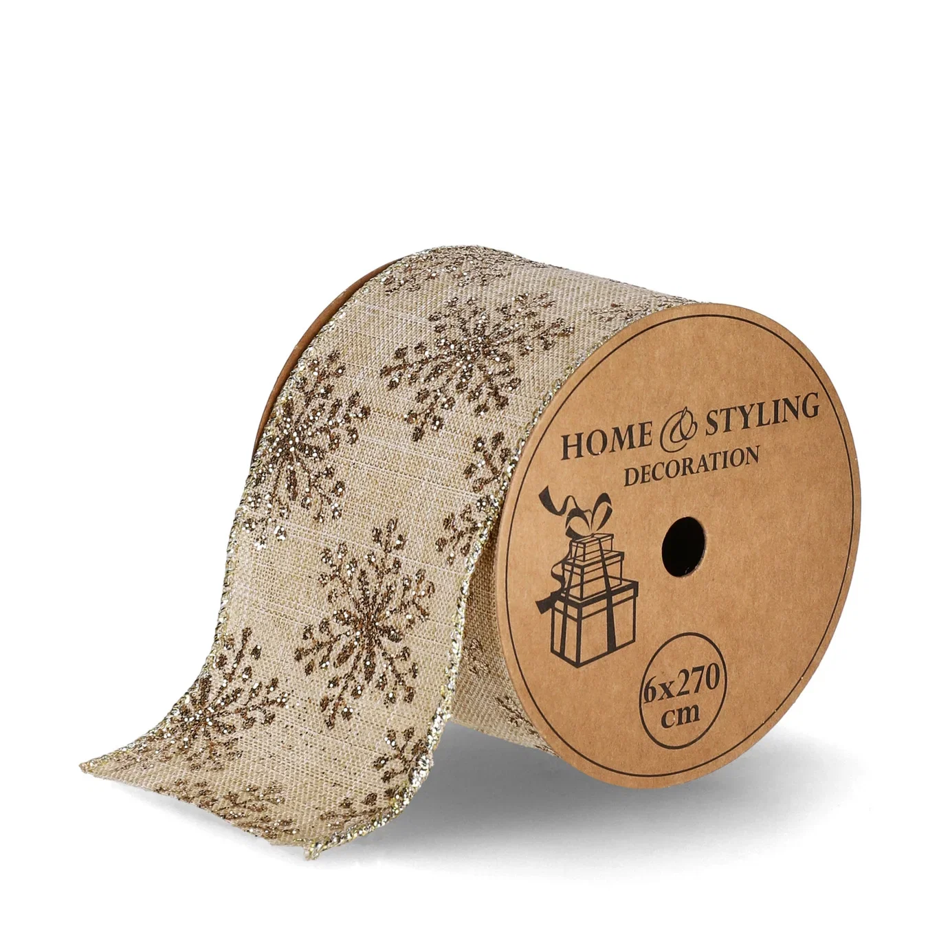 Ribbon with print 60mm/6ass gold