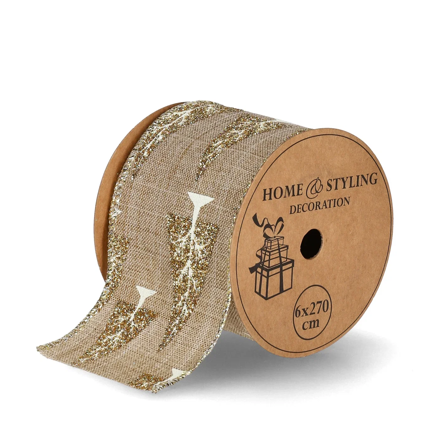 Ribbon with print 60mm/6ass gold