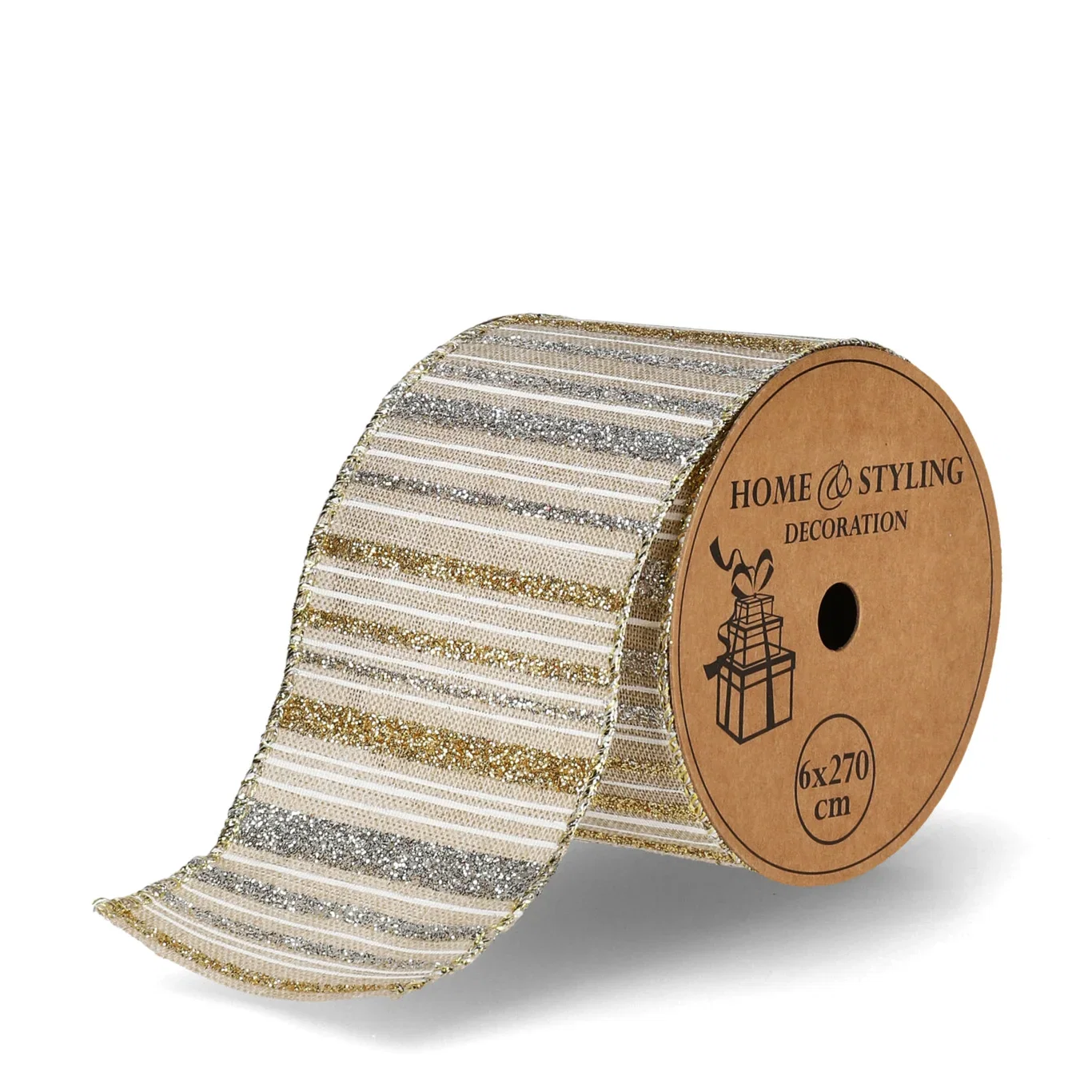 Ribbon with print 60mm/6ass gold