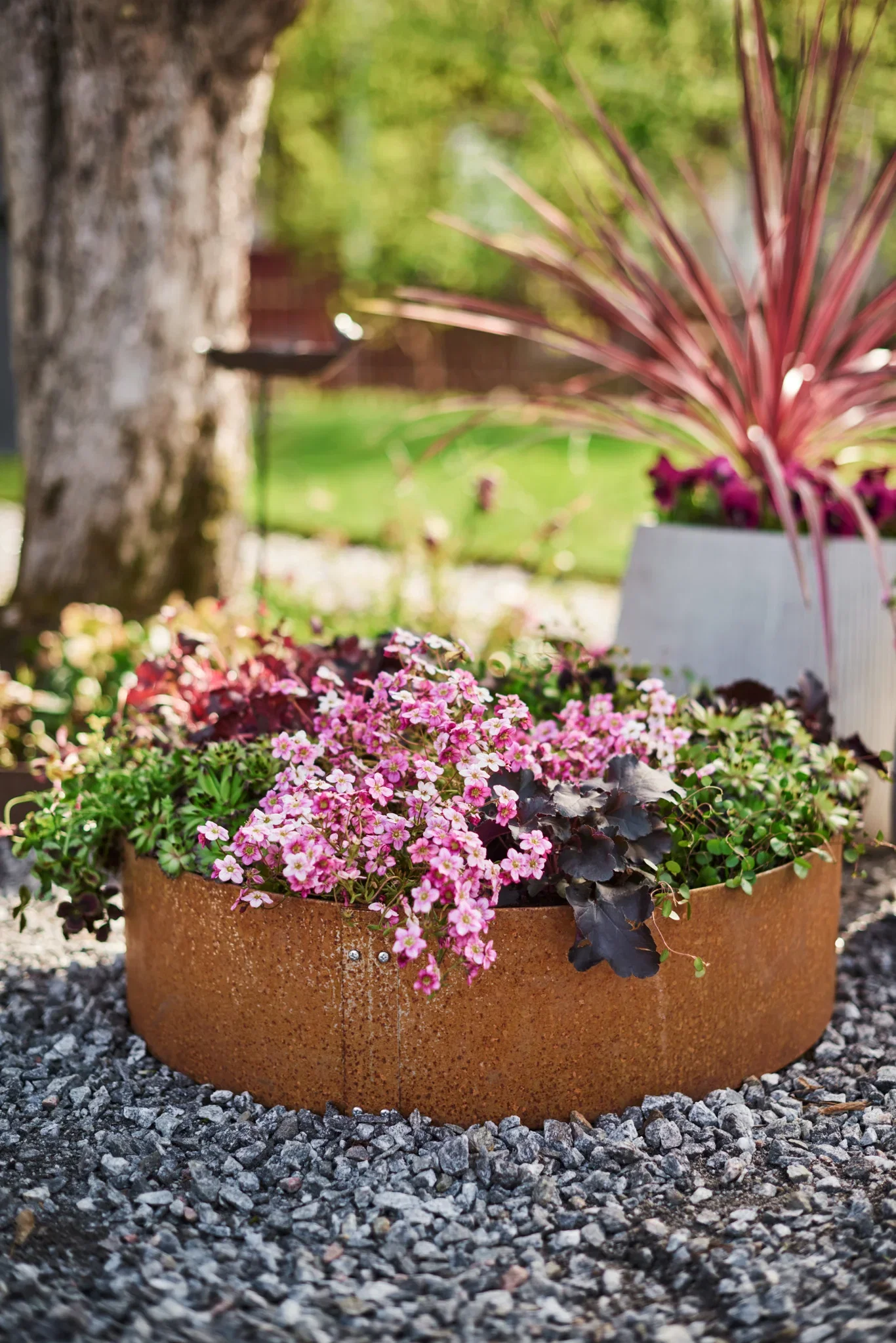 Planting Box Round Rust 95cm