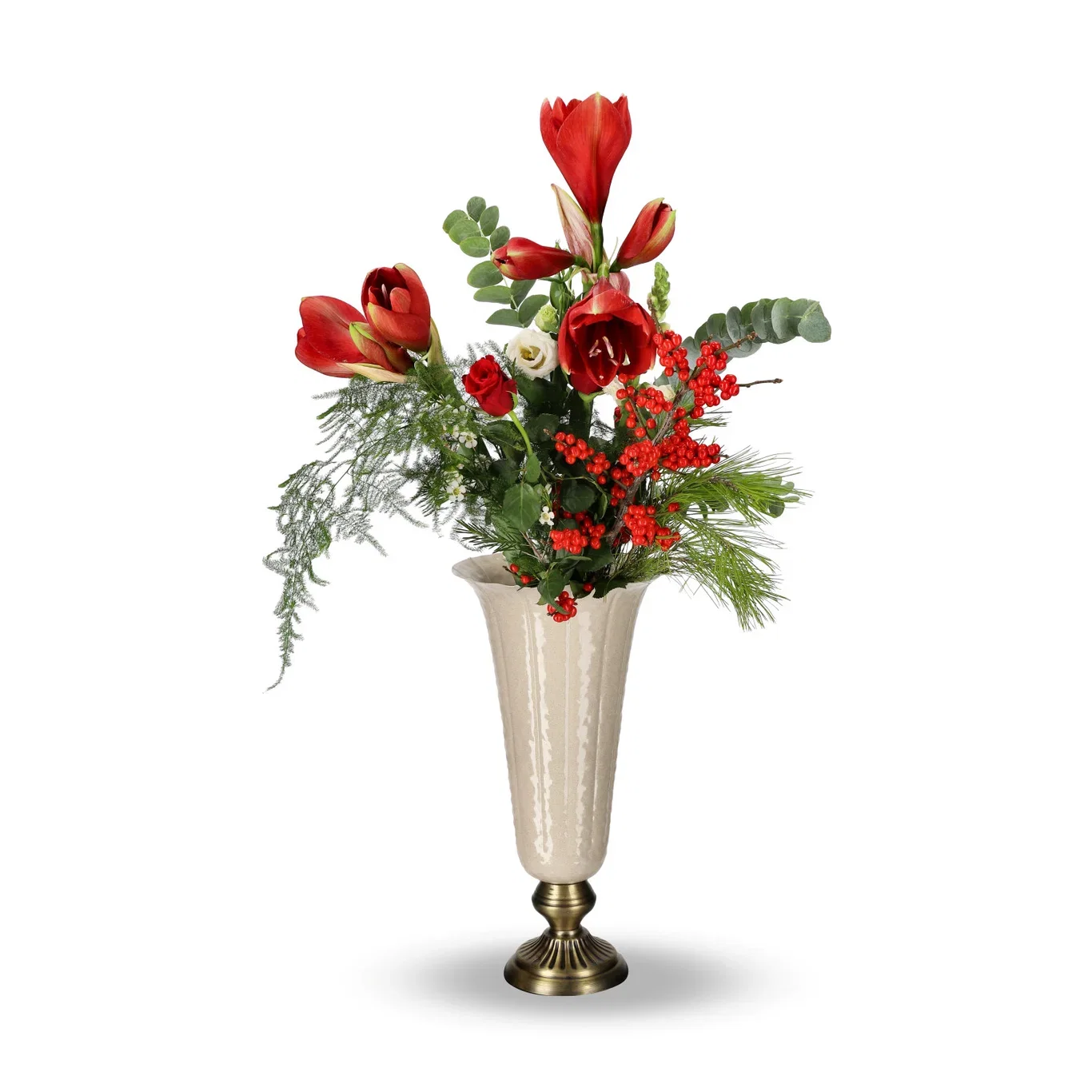 Sandie vase H43 beige brass