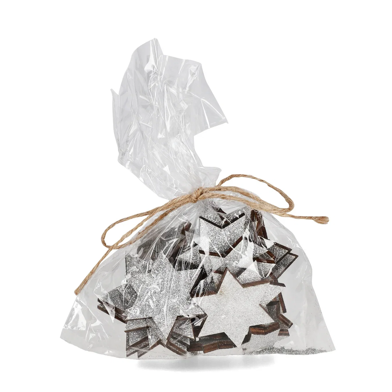 deco laser cut star 24pcs silver