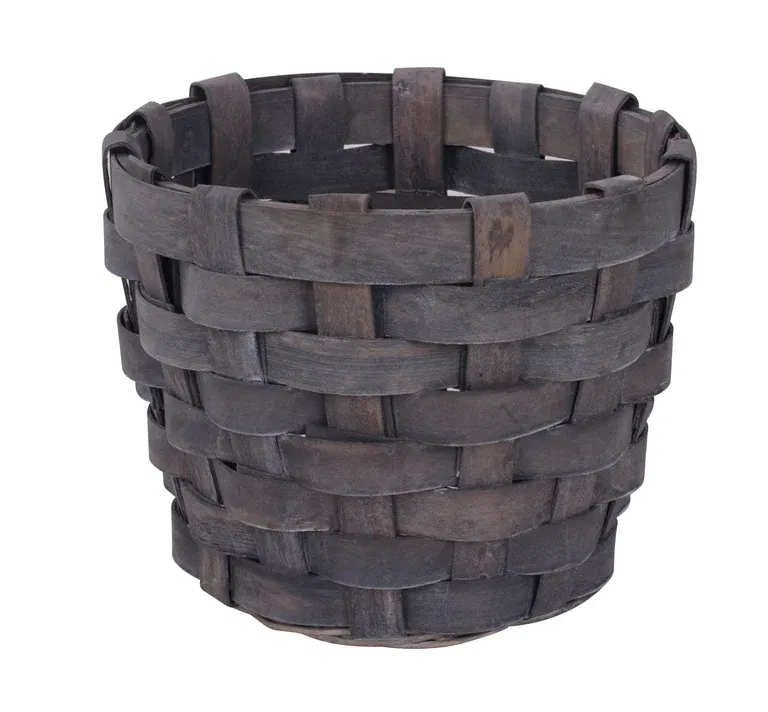 Basket wood D21 H17 grey