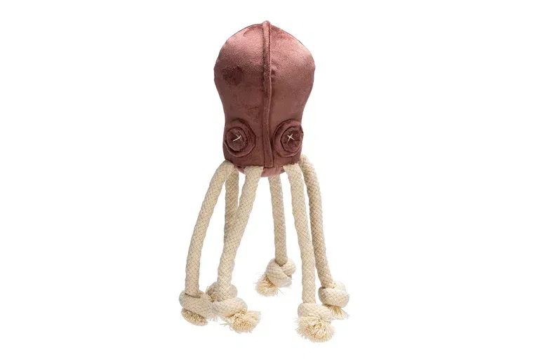 DBL VELVET DOG TOY OCTO AISHA PINK 15
