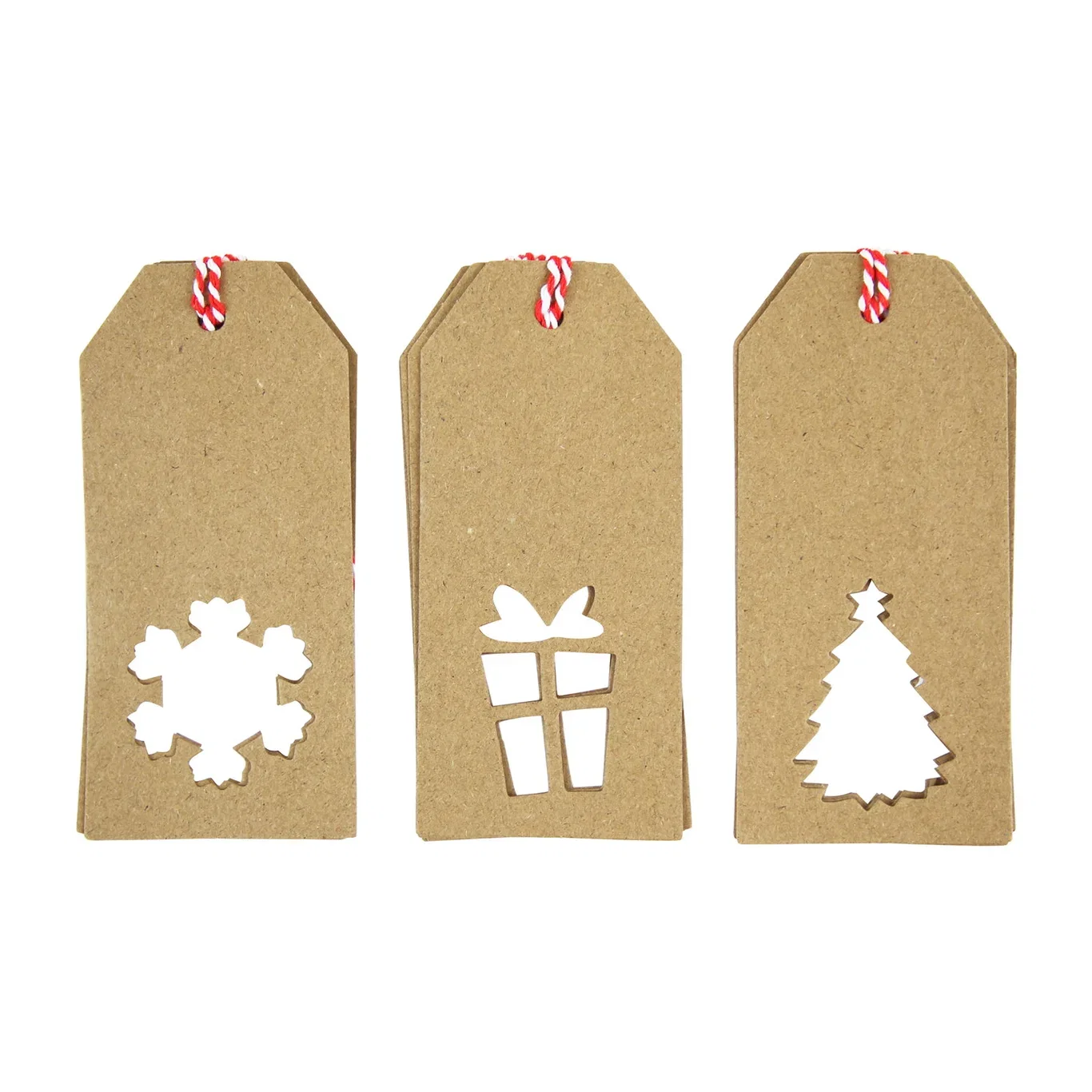 Diecut kraft tags 12pk brown
